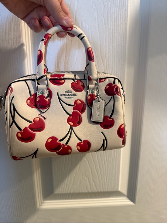 Coach Handbags - Coach Cherry-Print Mini Rowan Satchel - White/Red